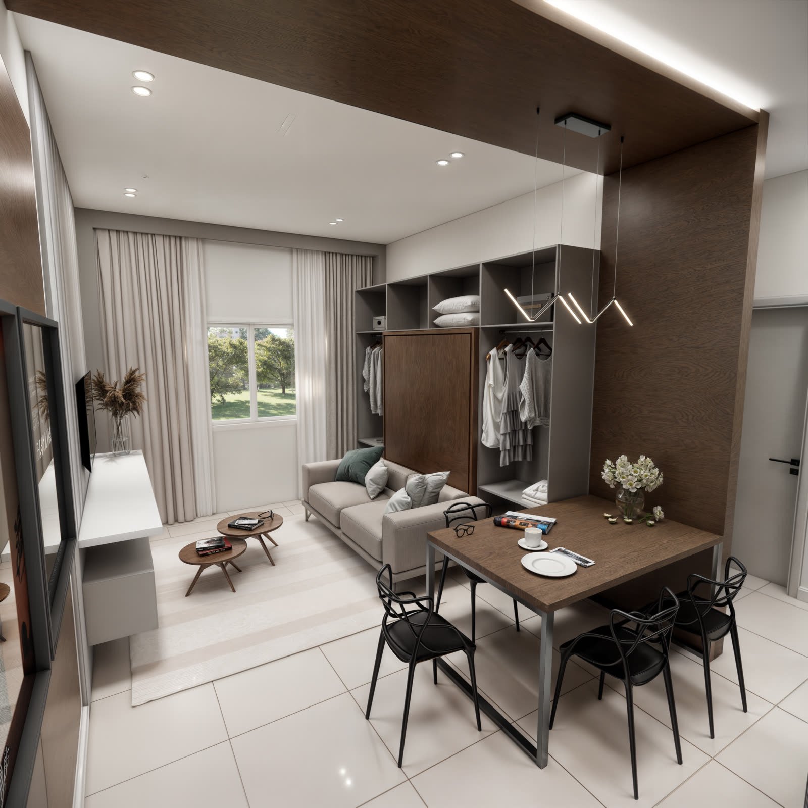Interior da suíte de 42 m²